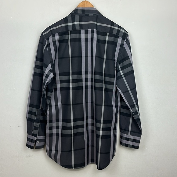 Burberry London Treyforth Charcoal Gray Check Button-Down Shirt Tailored Fit - Picture 9 of 17